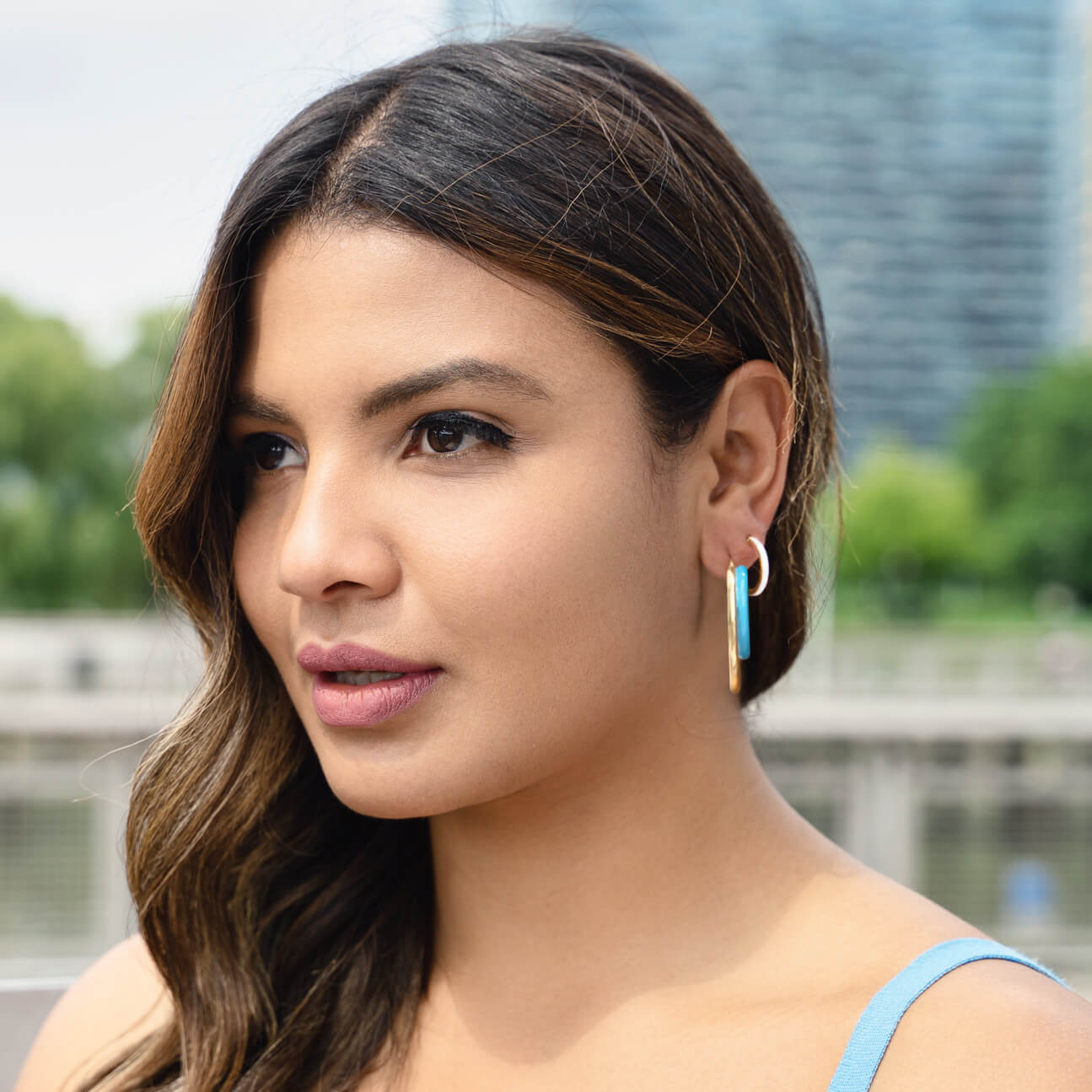 Enamel Double Oval Hoop Earrings See size chart under “more details”
