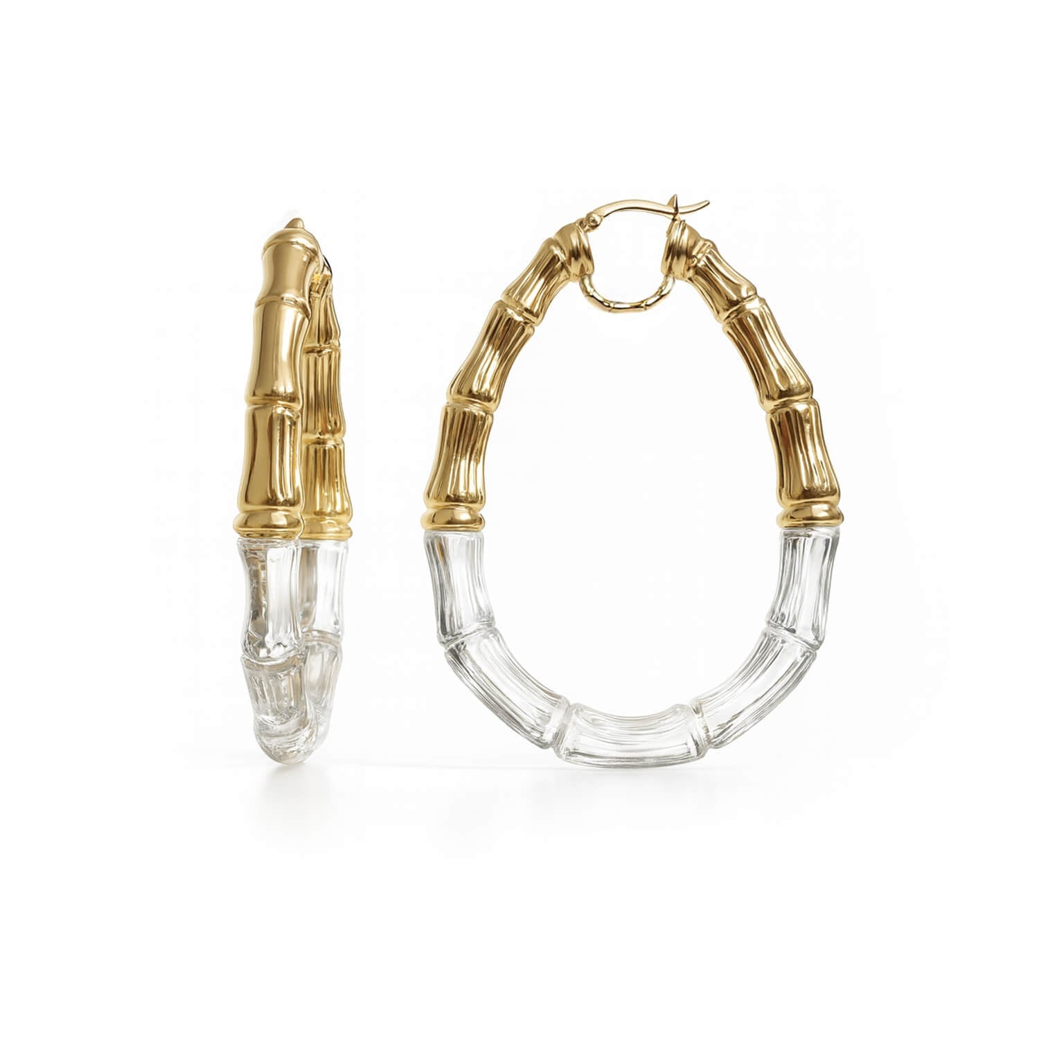 Duchess Bamboo Lucite Hoop Earrings See size chart under “more details”