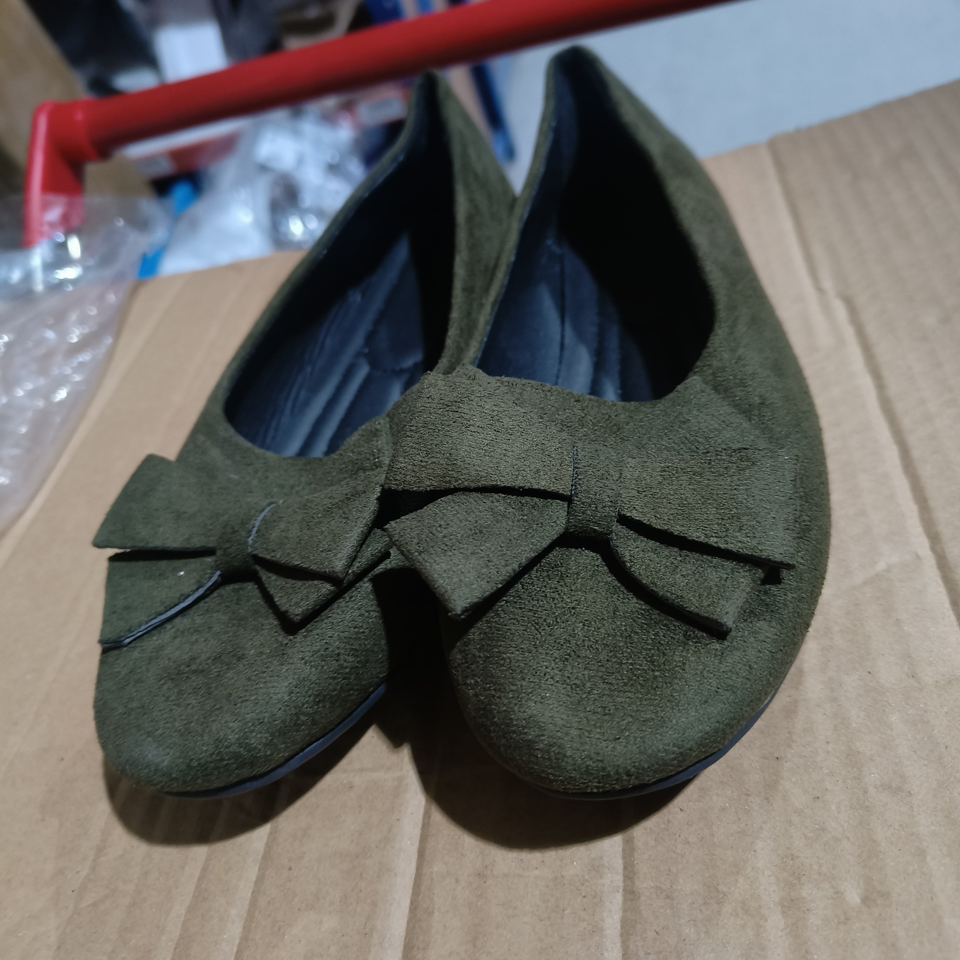 Rubber Plus Size Flat Casual Shoes Women Suede Bow Round Head Gommino