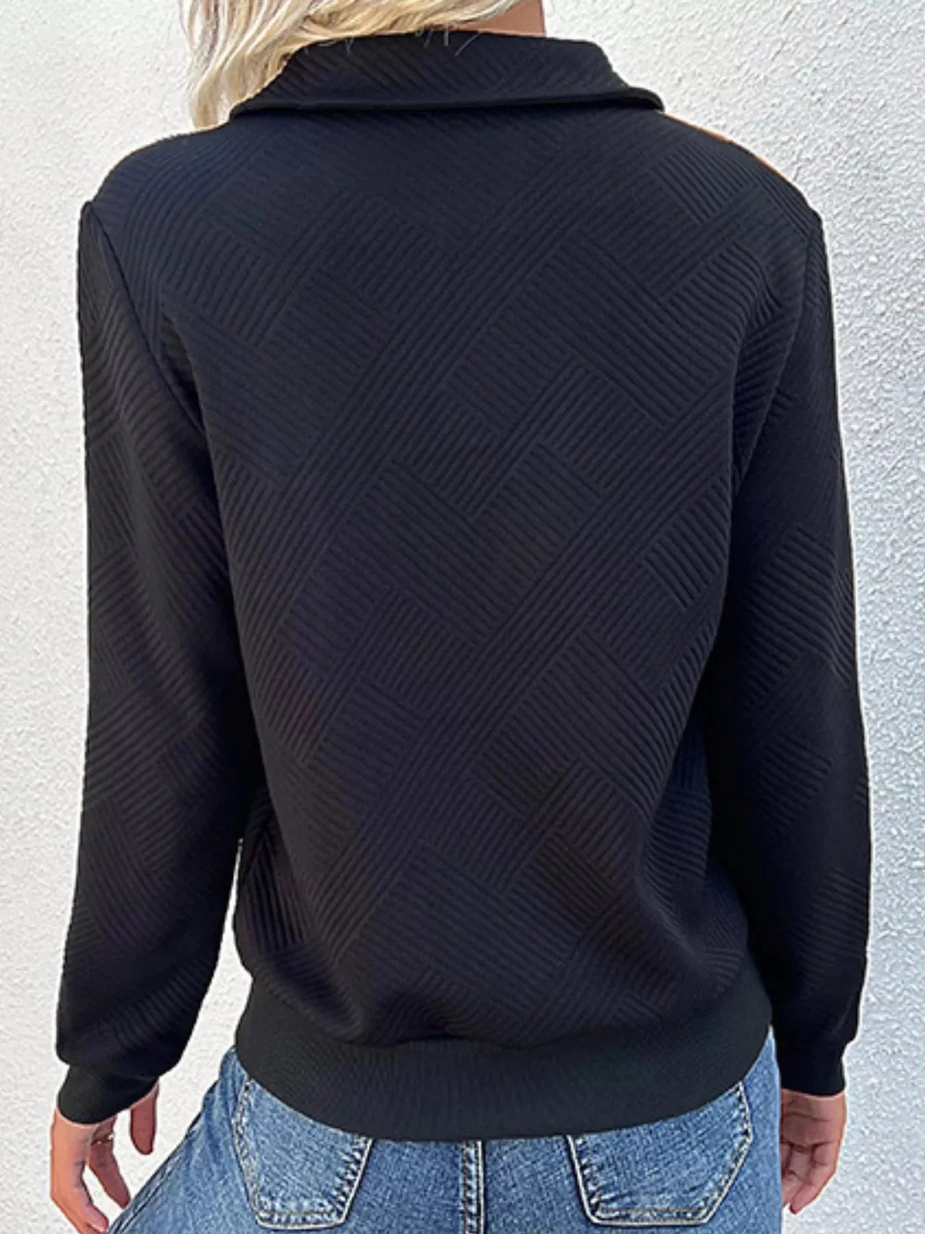 Color Block Texture Long Sleeve Sweatshirt