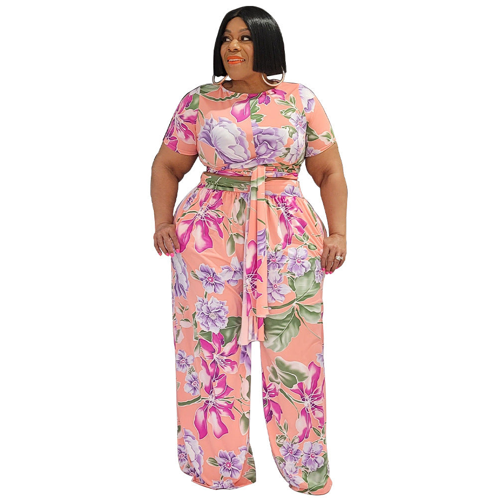 Sexy European And American Women's Clothing Plus-size Two-piece Set