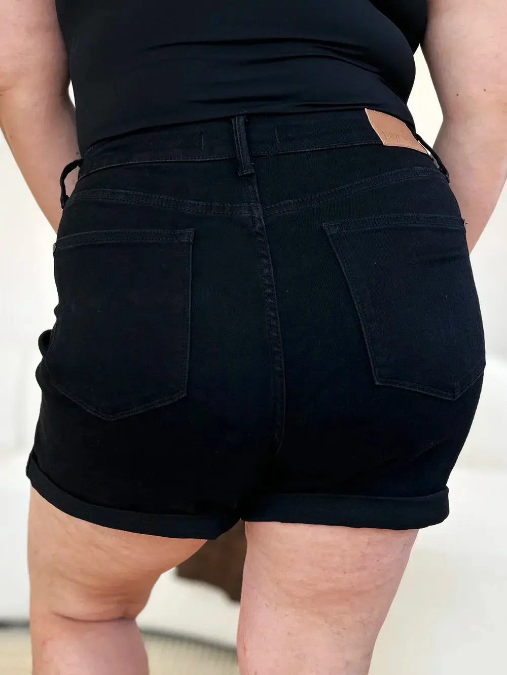 Full Size High Waist Tummy Control Cuffed Denim Shorts by Judy Blue Jeans