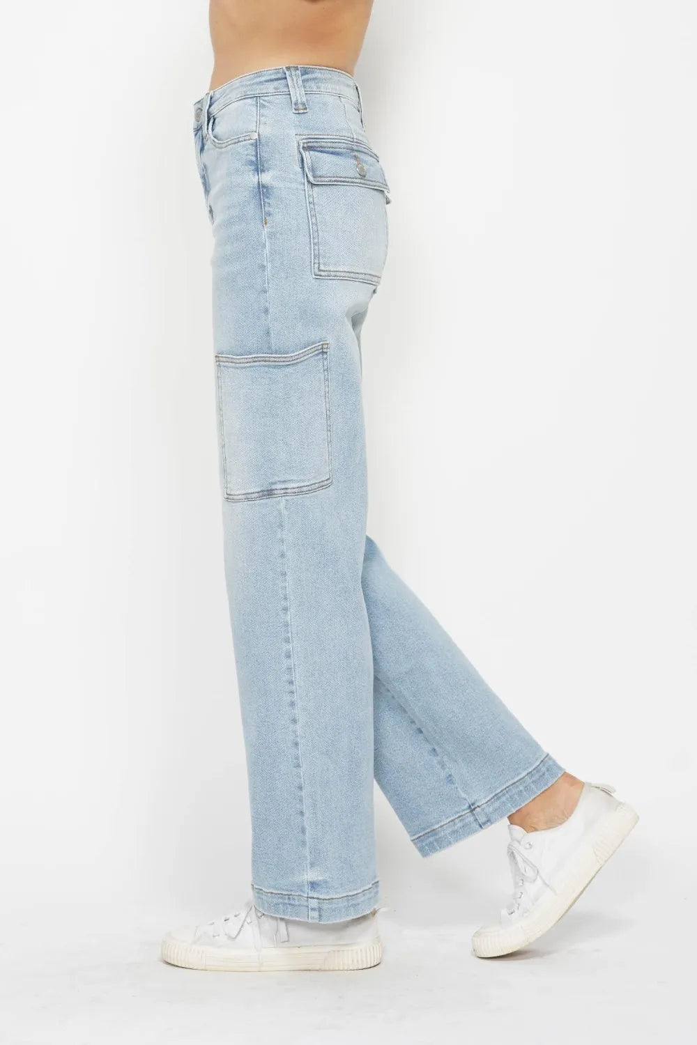 High Waist Cargo Pocket Straight Leg Judy Blue Jeans – Full Size