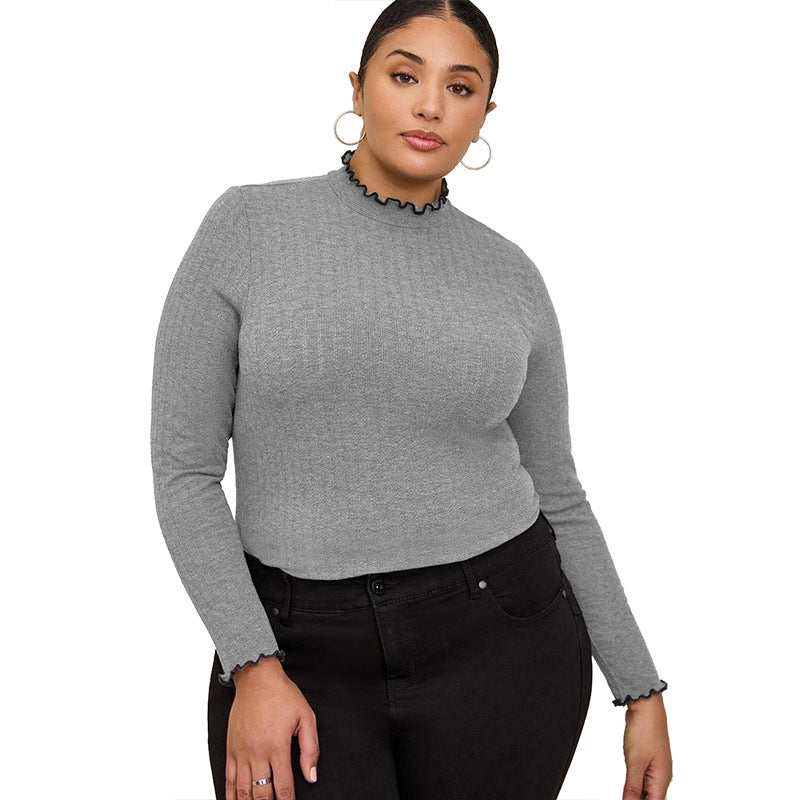 Women's Half-high Collar Long Sleeves T-shirt Slim Bottoming Shirt See size chart under “more details”