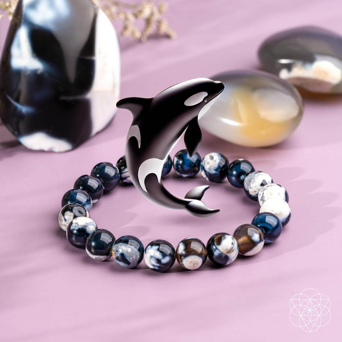 Lunar Radiance Orca Agate Healing Bracelet For Confidence