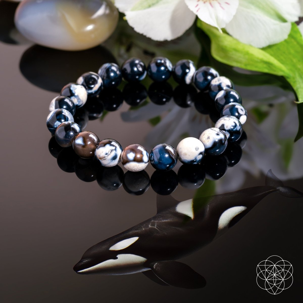 Lunar Radiance Orca Agate Healing Bracelet For Confidence