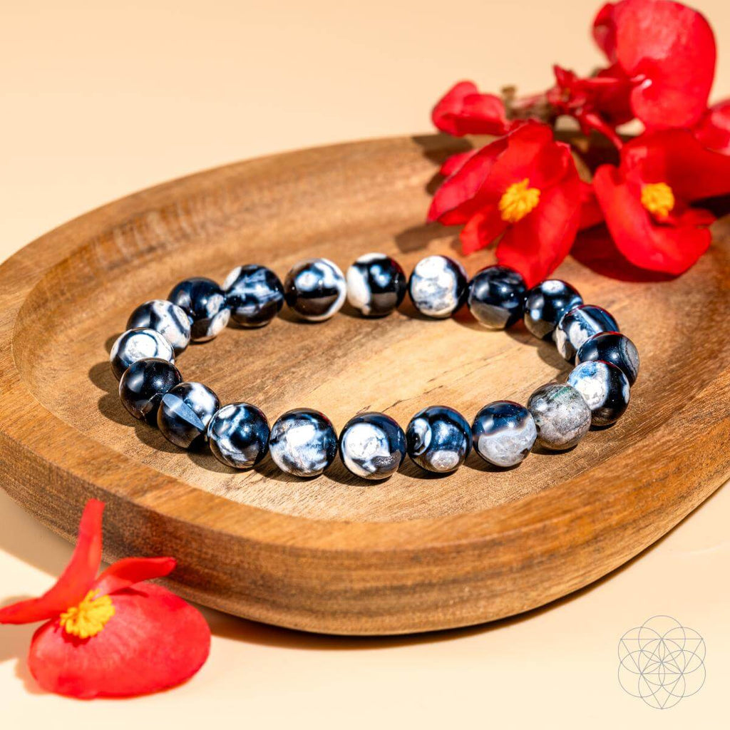 Lunar Radiance Orca Agate Healing Bracelet For Confidence