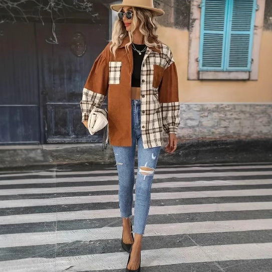 Plus Size Vintage Jacket Plaid Jacket Long-sleeved Lapel Shirt See size chart under “more details”
