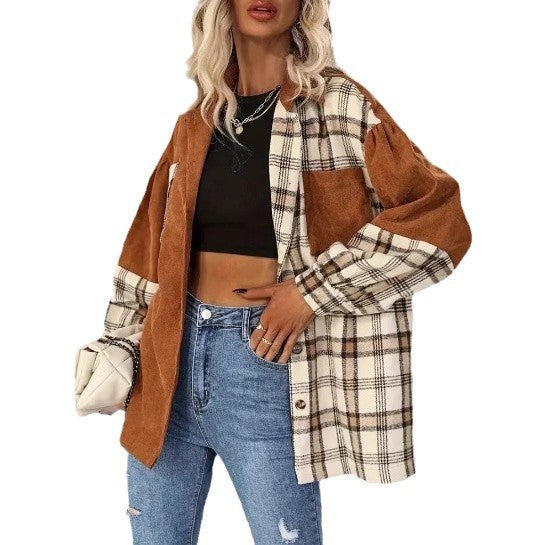 Plus Size Vintage Jacket Plaid Jacket Long-sleeved Lapel Shirt See size chart under “more details”