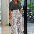 Women's Printed Shirt Wide Leg Pants Fashion Casual Set See size chart under “more details”