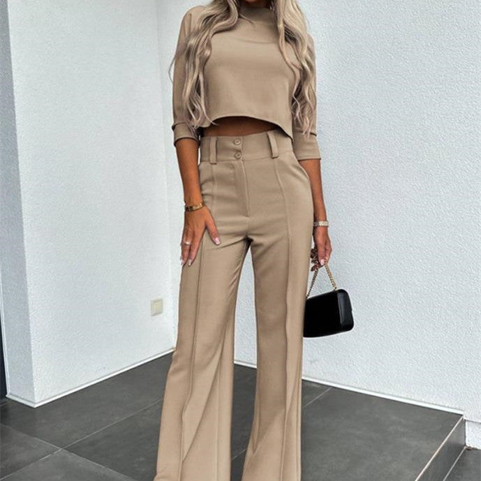 Cute Style Fresh Sweet Women's Clothing Nine-quarter Sleeve Fashion Casual Set See size chart under “more details”