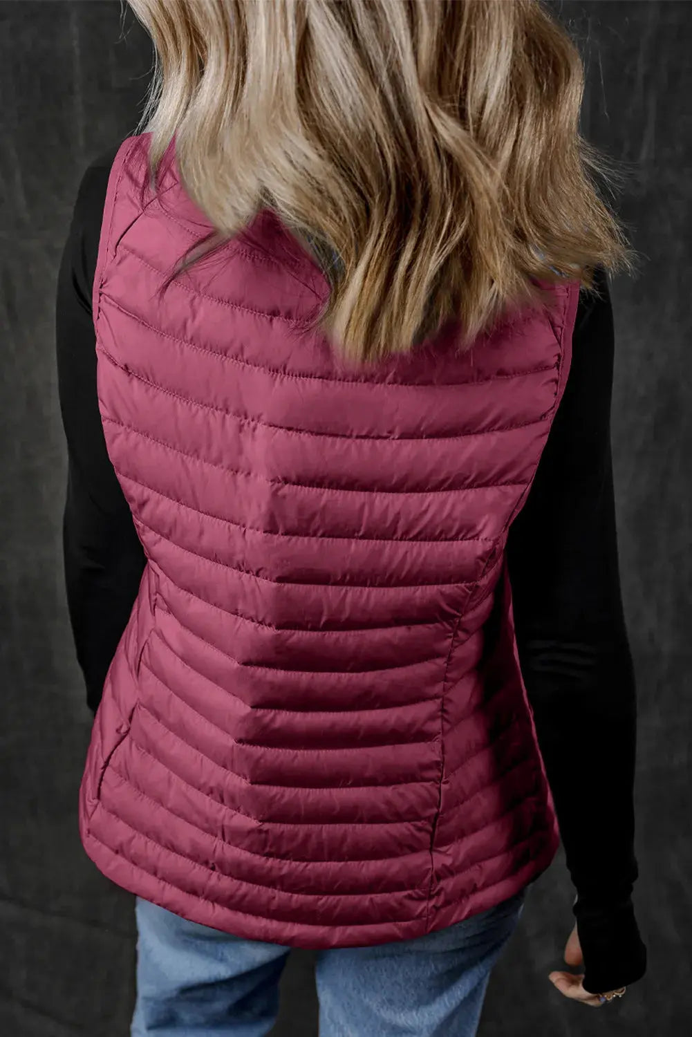 Pocketed Zip Up Womens Puffer Vest