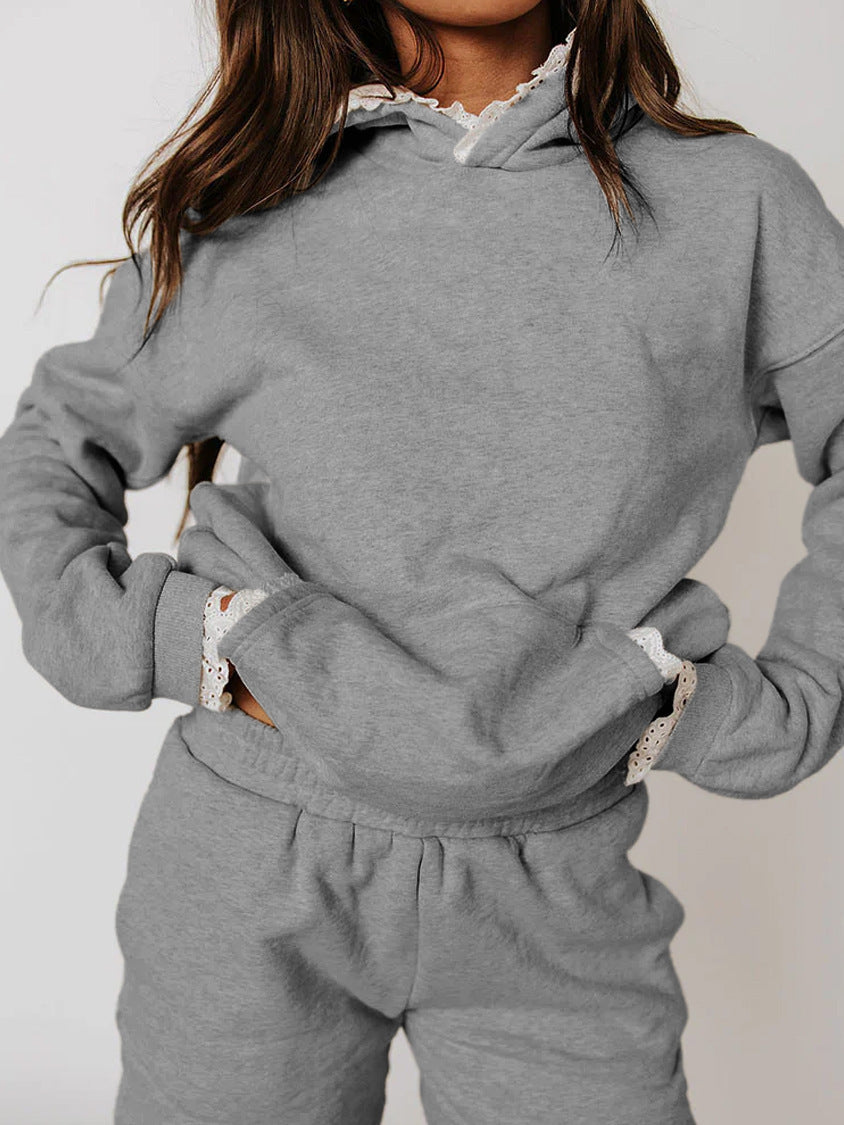Women's Hoodie And High-waisted Shorts Casual Two-piece Set