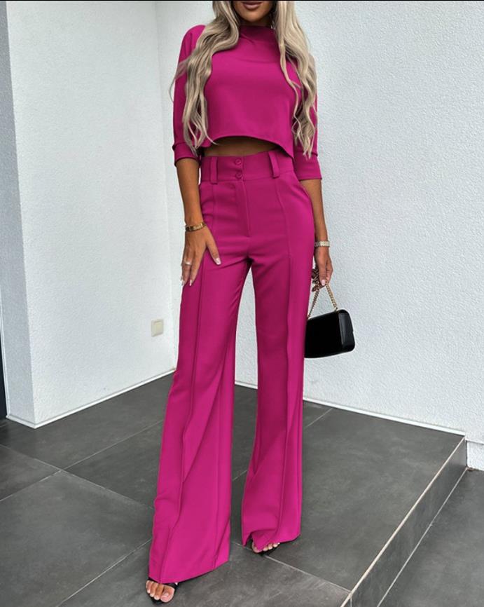 Cute Style Fresh Sweet Women's Clothing Nine-quarter Sleeve Fashion Casual Set See size chart under “more details”