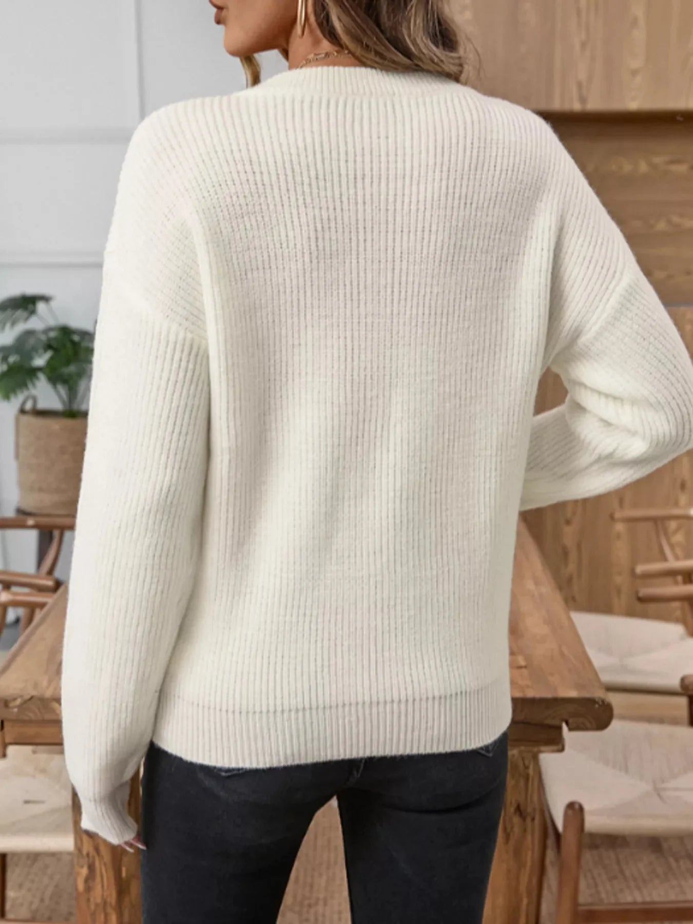 Button Detail Long Sleeve Sweater
