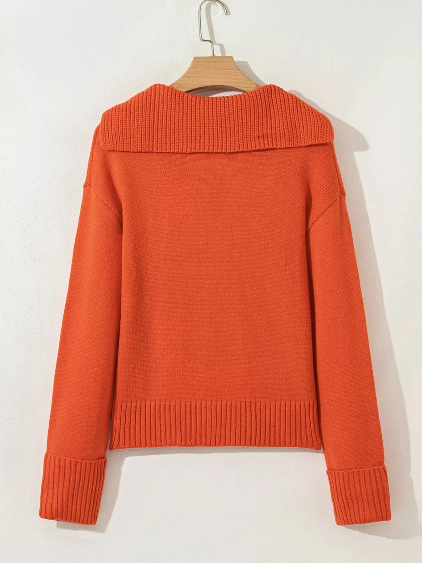Collared Ribbed Edge V Neck Sweater
