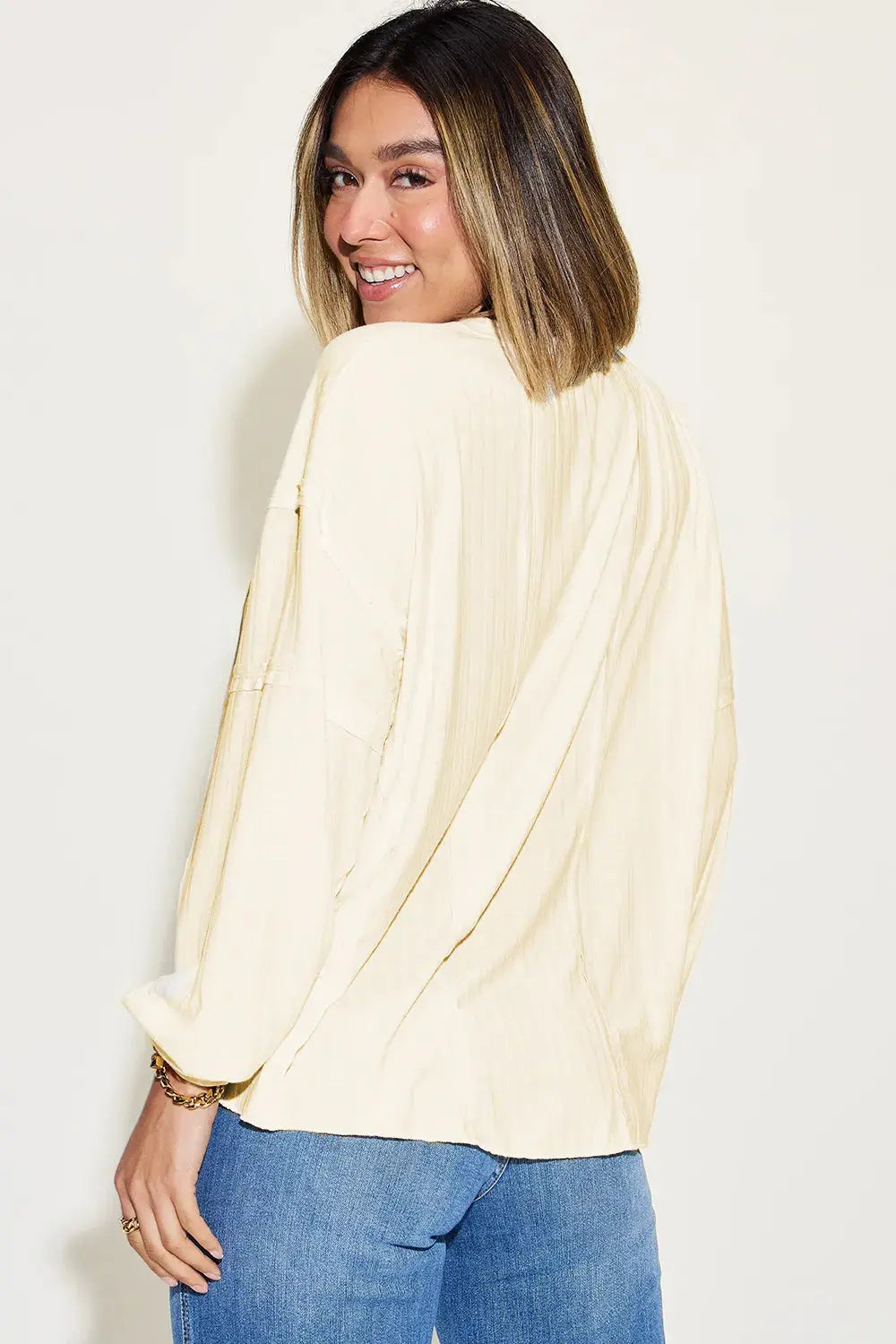 Basic Bae Full Size Round Neck Ribbed Long Sleeve T Shirt