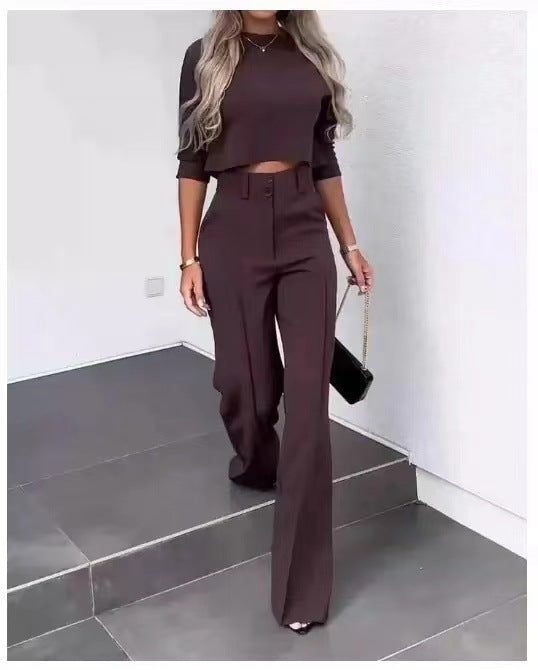 Cute Style Fresh Sweet Women's Clothing Nine-quarter Sleeve Fashion Casual Set See size chart under “more details”