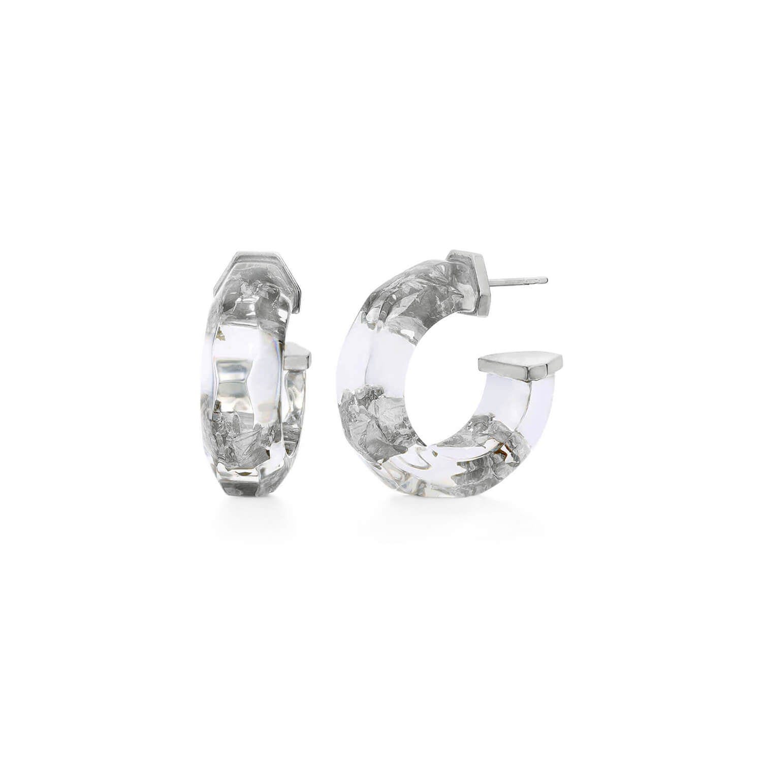 Faceted Lucite Huggie Hoop Earrings