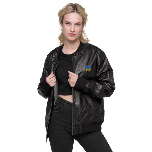 Ukrainian Vibe Tryzub Edition - Leather Bomber Jacket