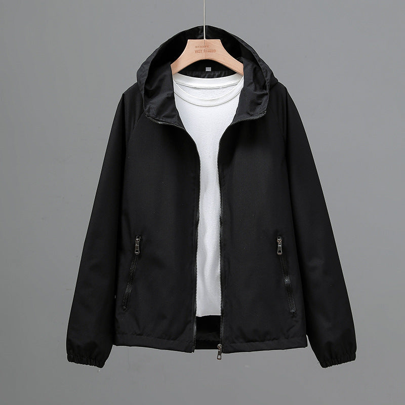 Women's Cropped Casual Loose Plus Size Hooded Thin Shell Jacket See size chart under “more details”