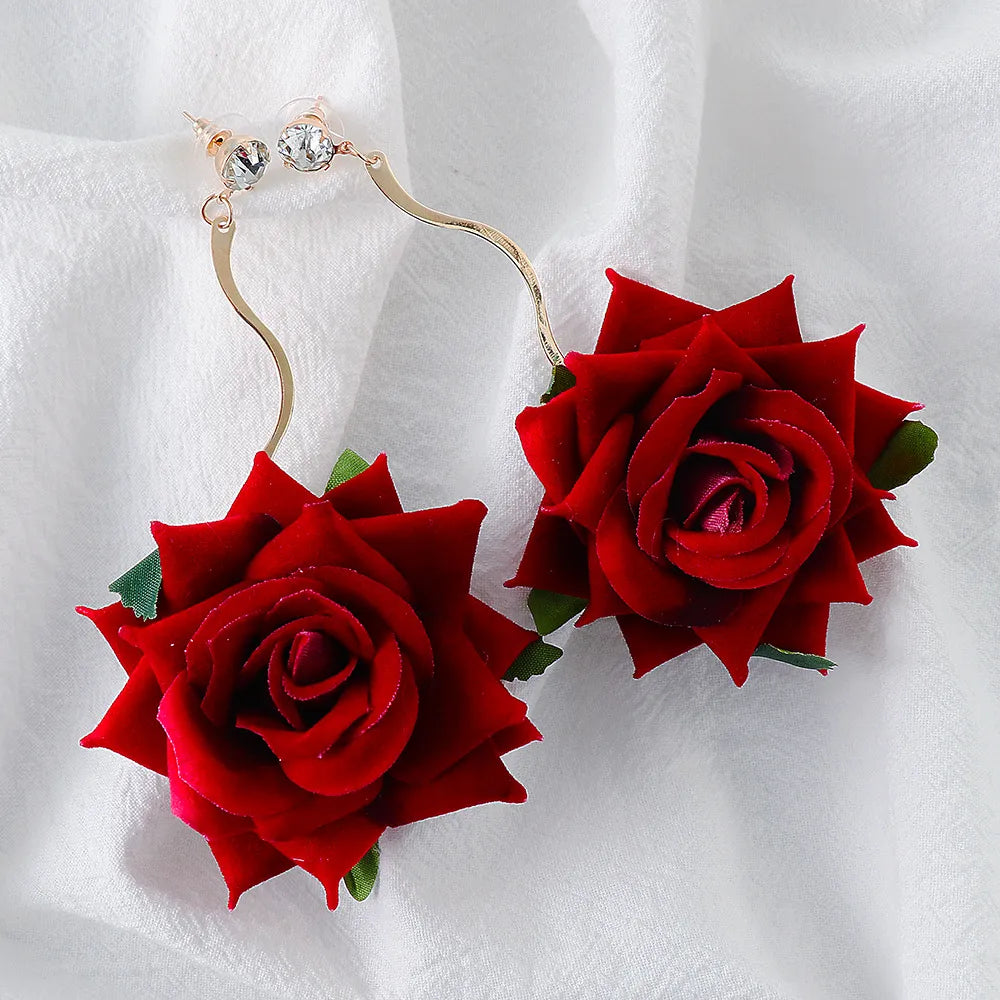 Celestial Allure Rose Dangle Earrings