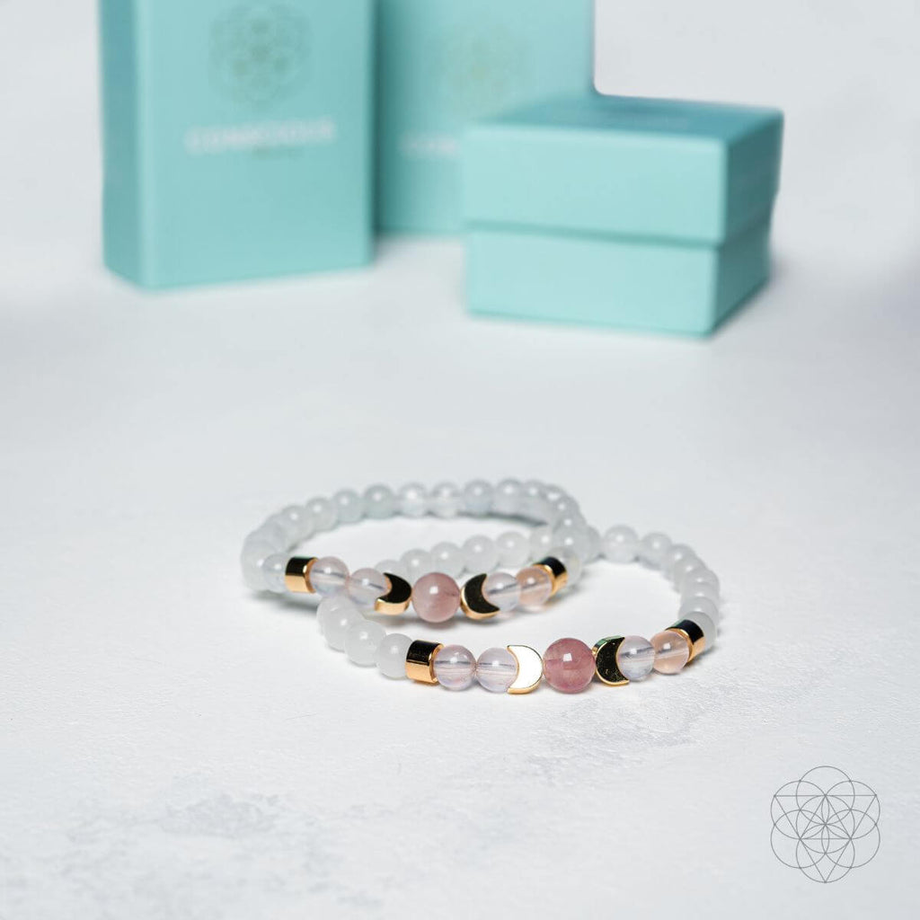 Moonlit Radiance Rose Quartz Fertility Bracelet Lunar Glow
