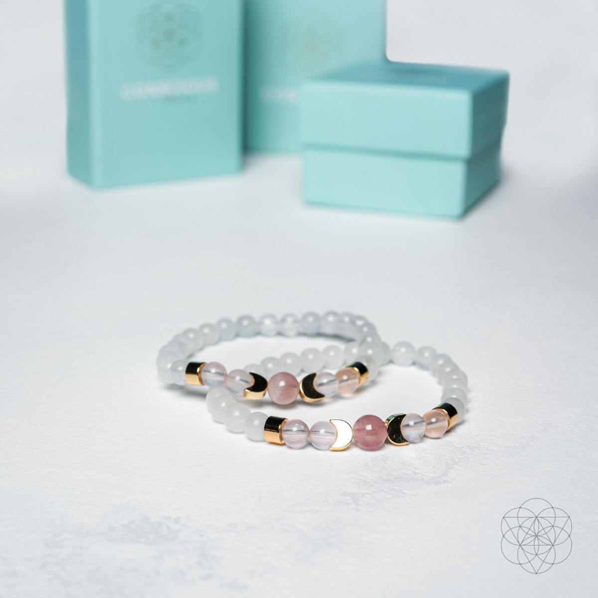 Moonlit Radiance Rose Quartz Fertility Bracelet Lunar Glow