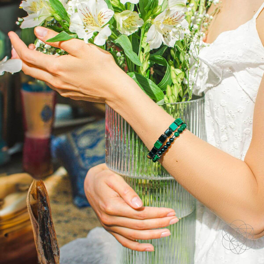 Moonlit Strength Malachite Bracelet Set For Calm Mind