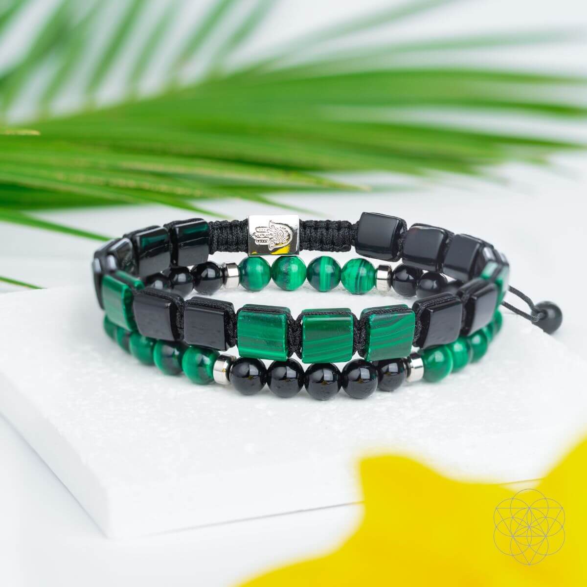 Moonlit Strength Malachite Bracelet Set For Calm Mind
