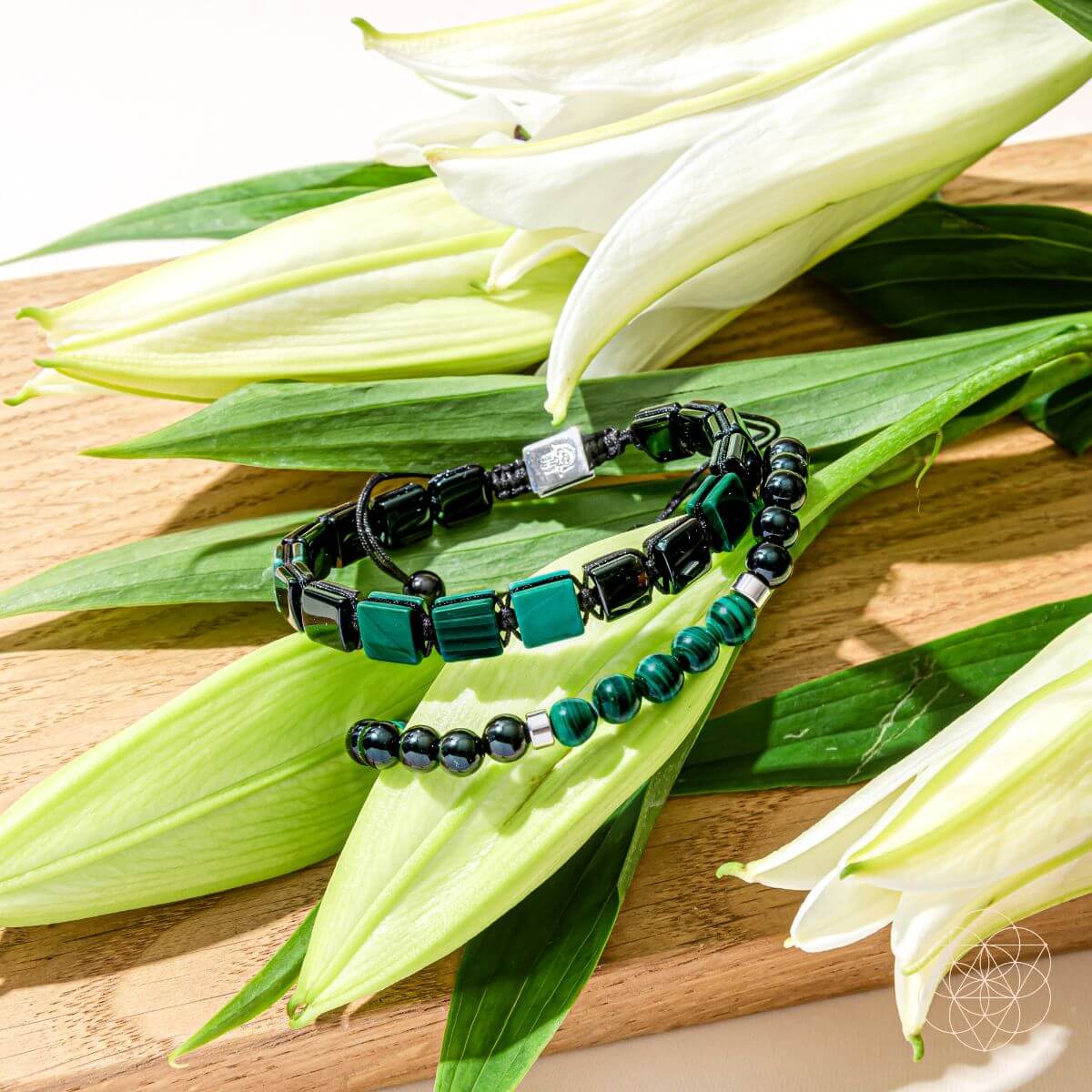 Moonlit Strength Malachite Bracelet Set For Calm Mind