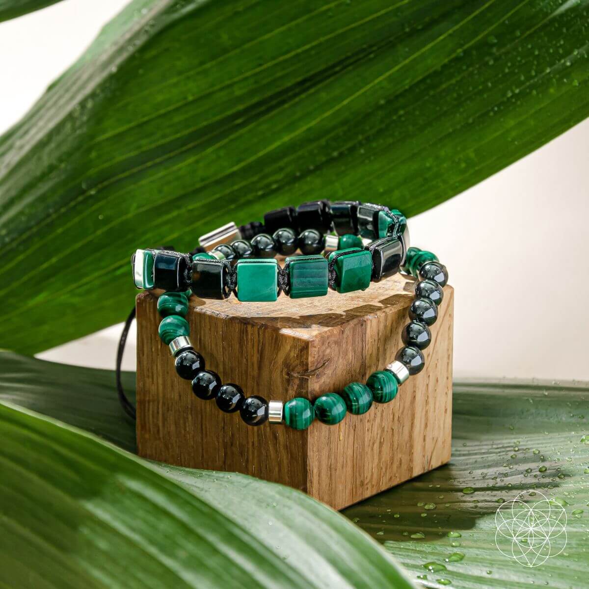 Moonlit Strength Malachite Bracelet Set For Calm Mind