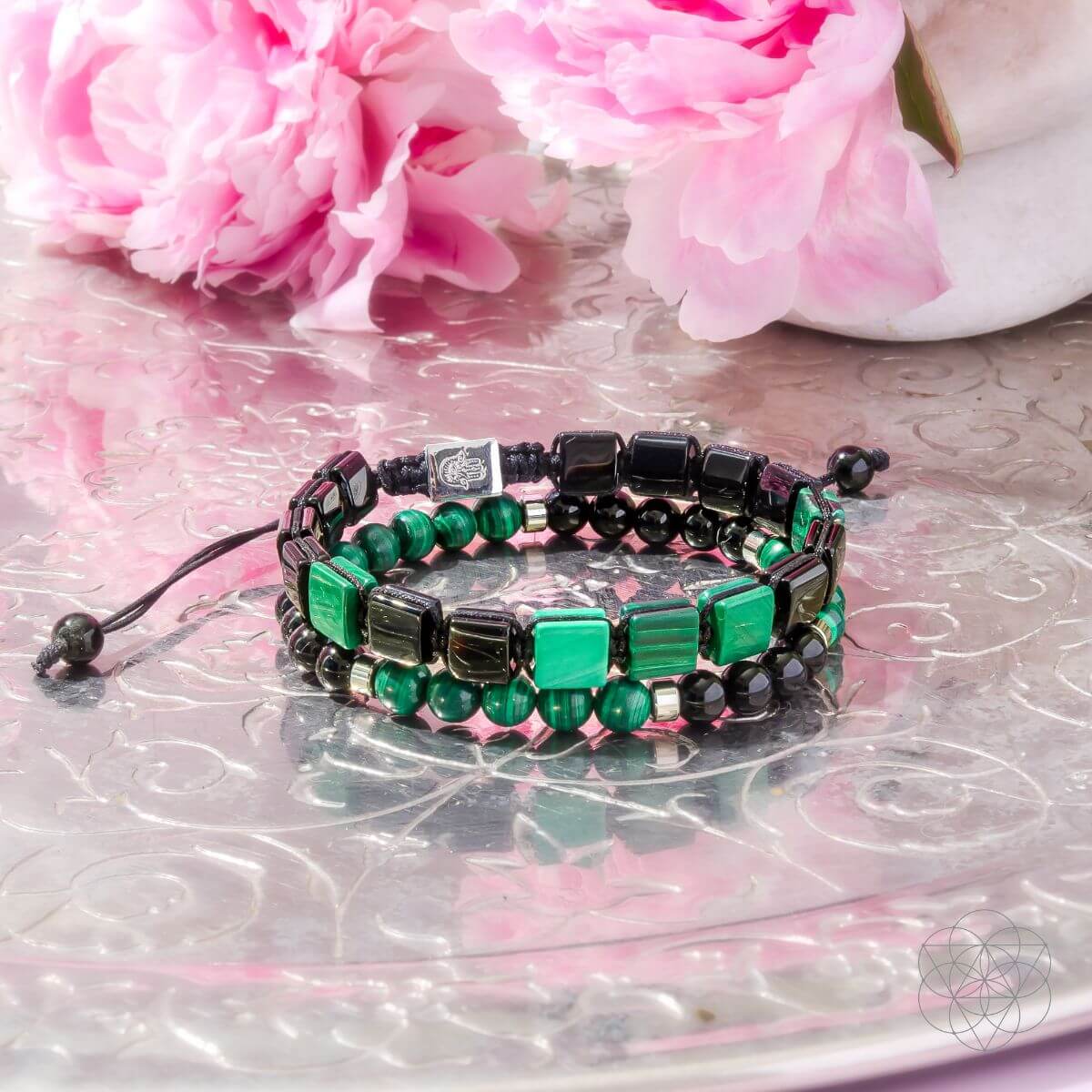 Moonlit Strength Malachite Bracelet Set For Calm Mind