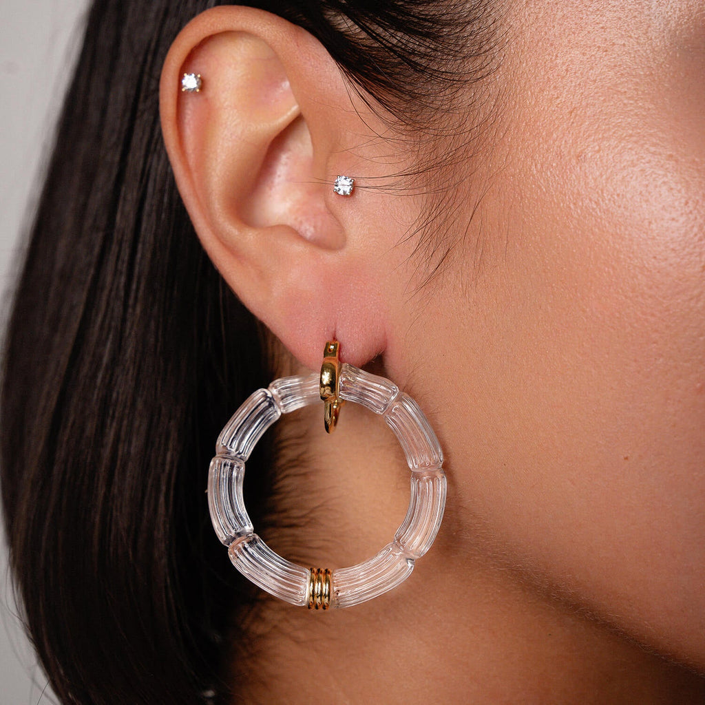 Gala Bamboo Lucite Earrings See size chart under “more details”