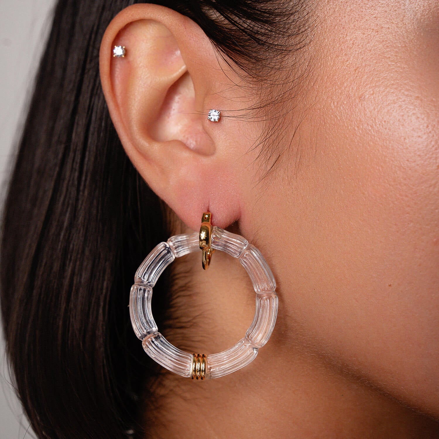 Gala Bamboo Lucite Earrings See size chart under “more details”