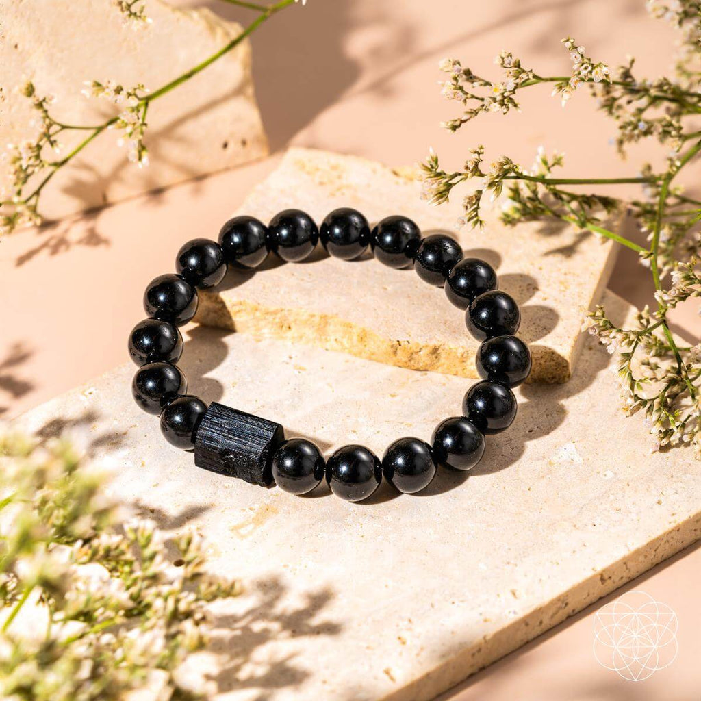 Stellar Strength Obsidian And Tourmaline Power Bracelet