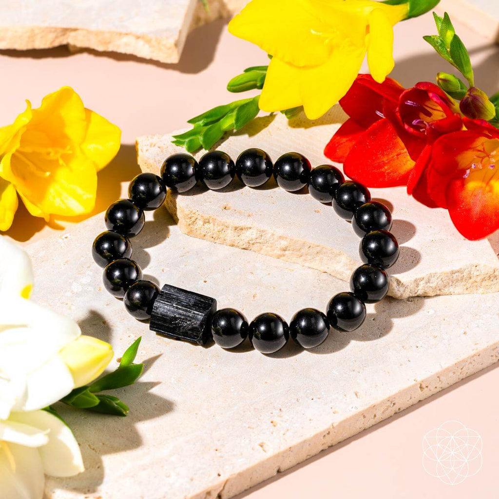 Stellar Strength Obsidian And Tourmaline Power Bracelet