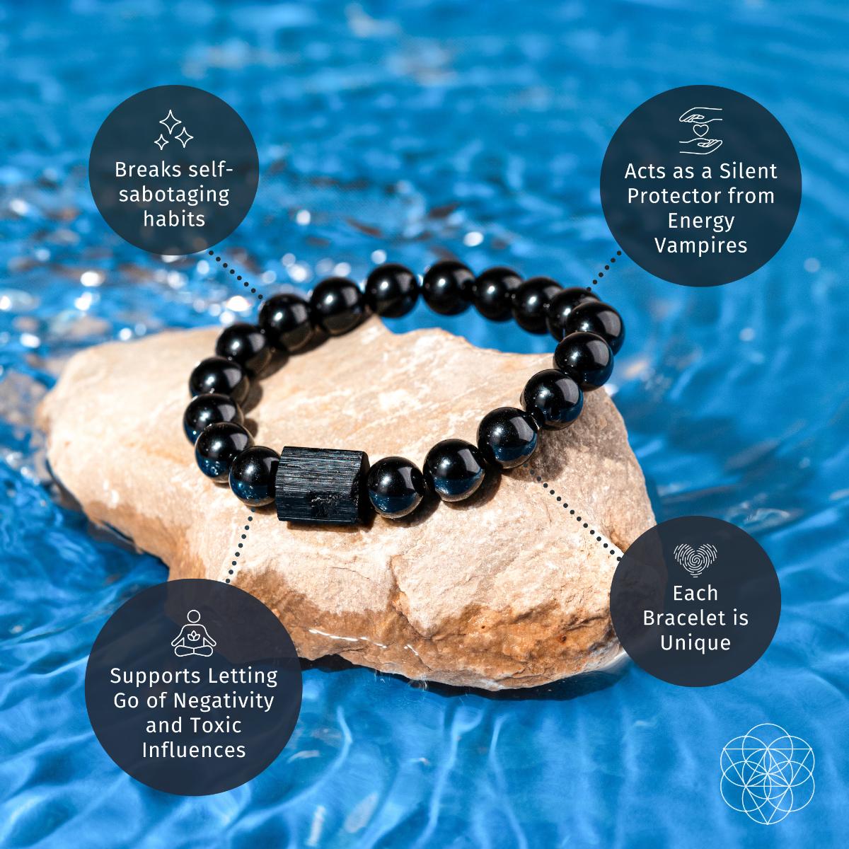 Stellar Strength Obsidian And Tourmaline Power Bracelet