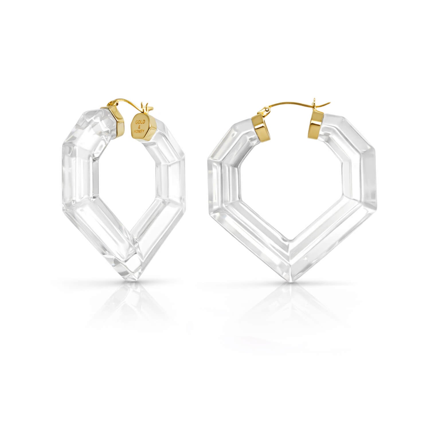 Heart Gem Lucite Hoop Earrings