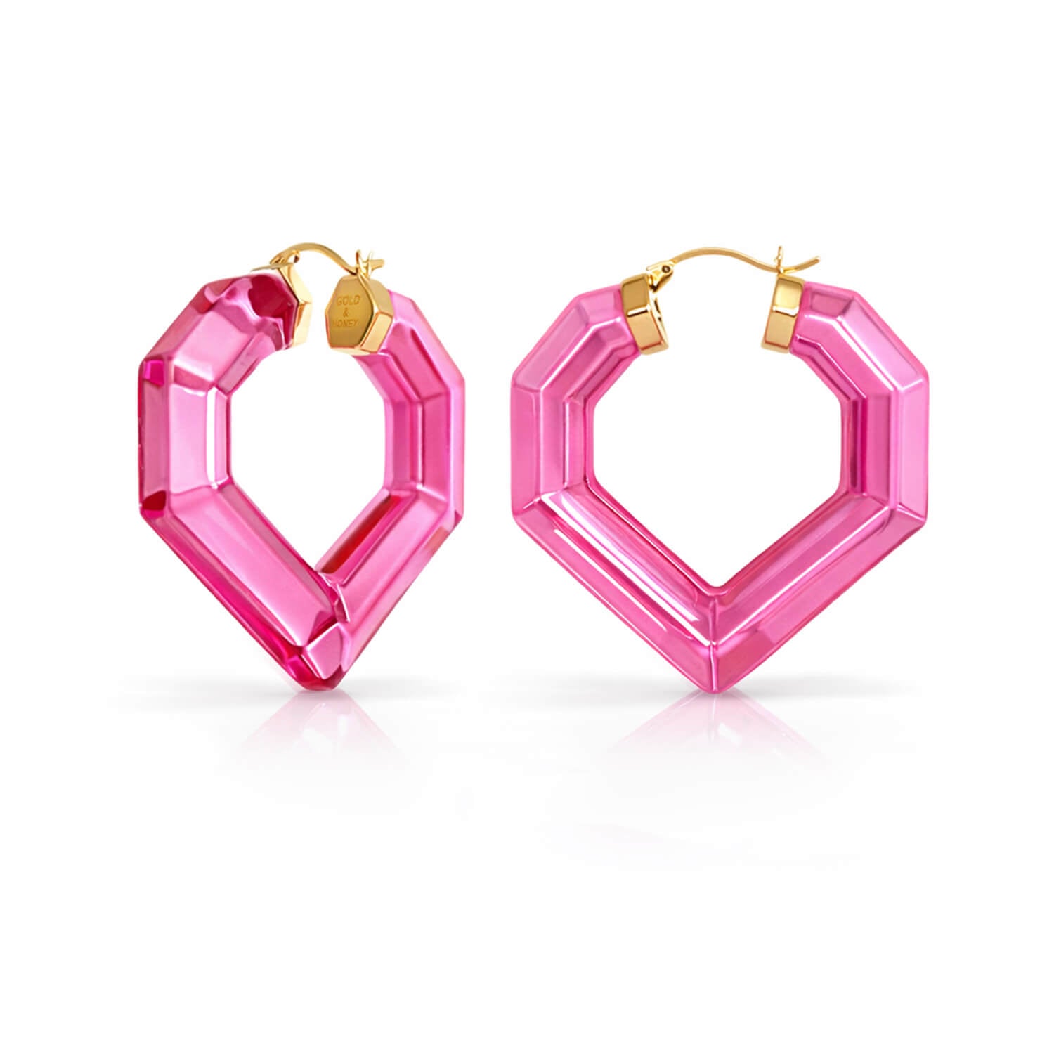 Heart Gem Lucite Hoop Earrings