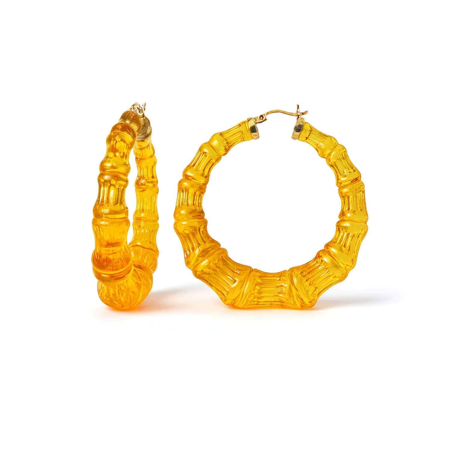 Honey Lucite Bamboo Hoop Earrings See size chart under “more details”