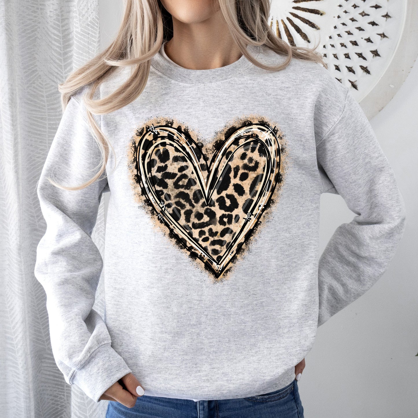 Leopard Print Heart, Sweatshirt, Valentine's Day
