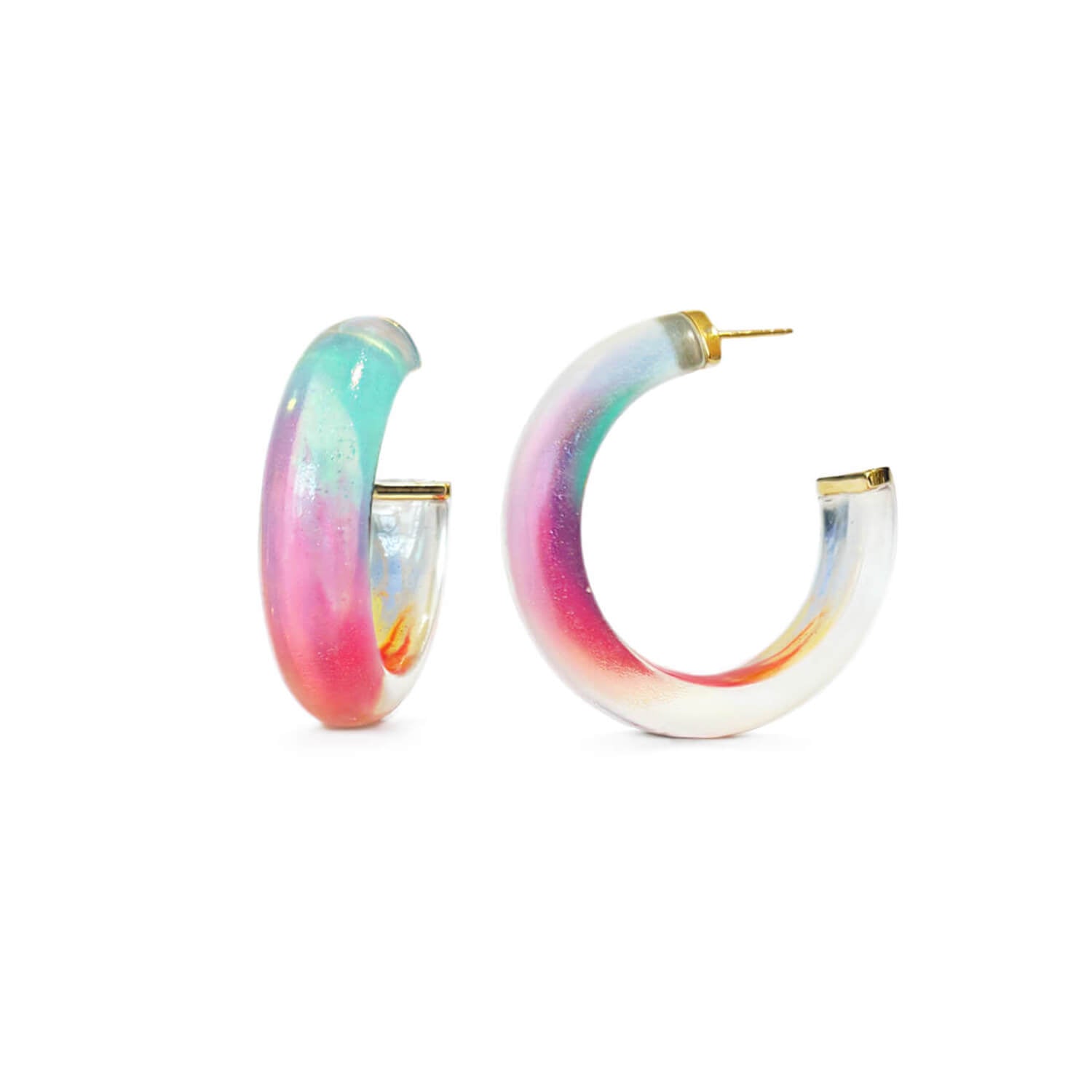 Mermaid Lucite Hoops See size chart under “more details”