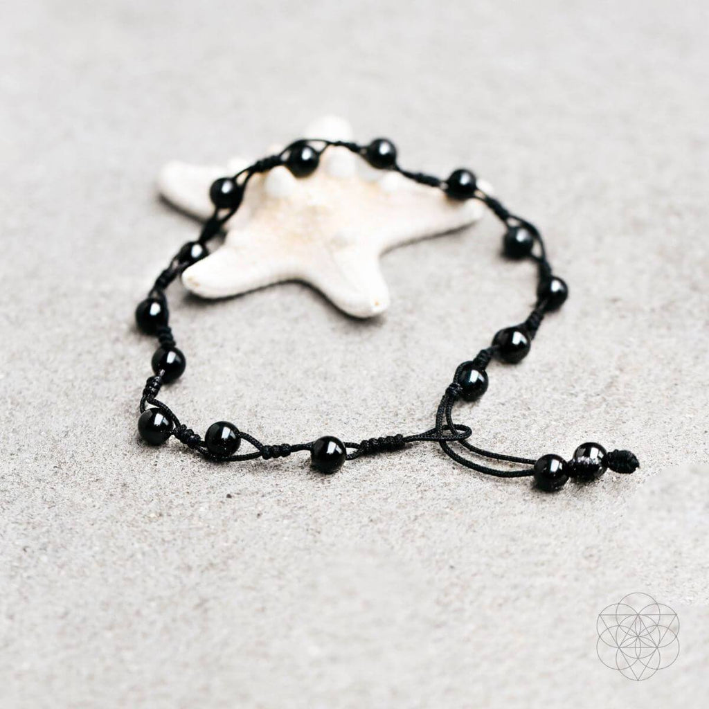 Starlit Obsidian Grounding Anklet For Inner Radiance