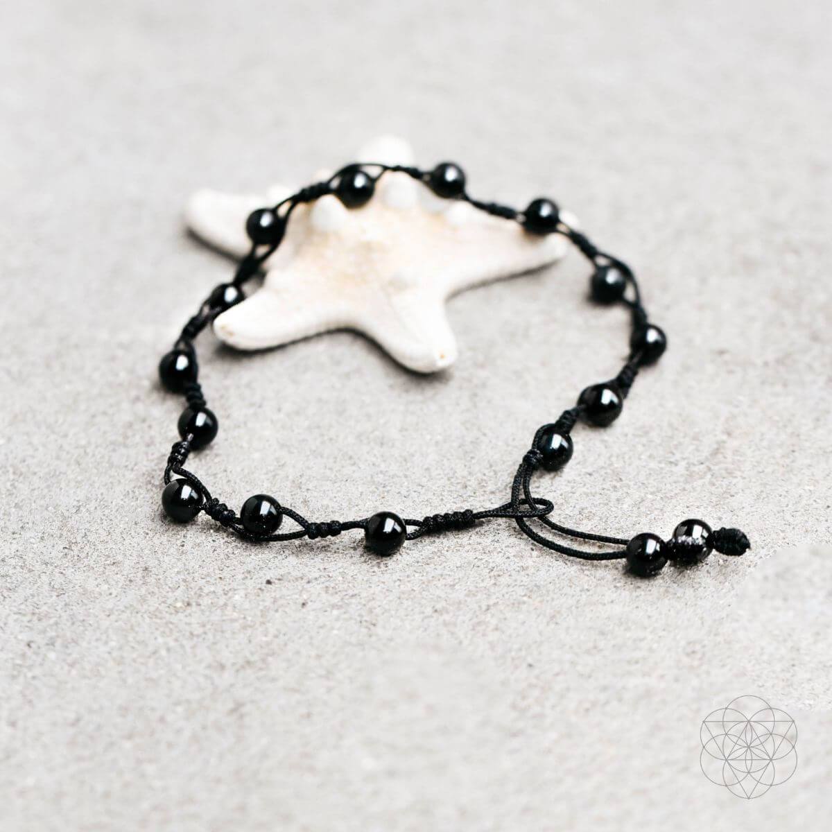 Starlit Obsidian Grounding Anklet For Inner Radiance