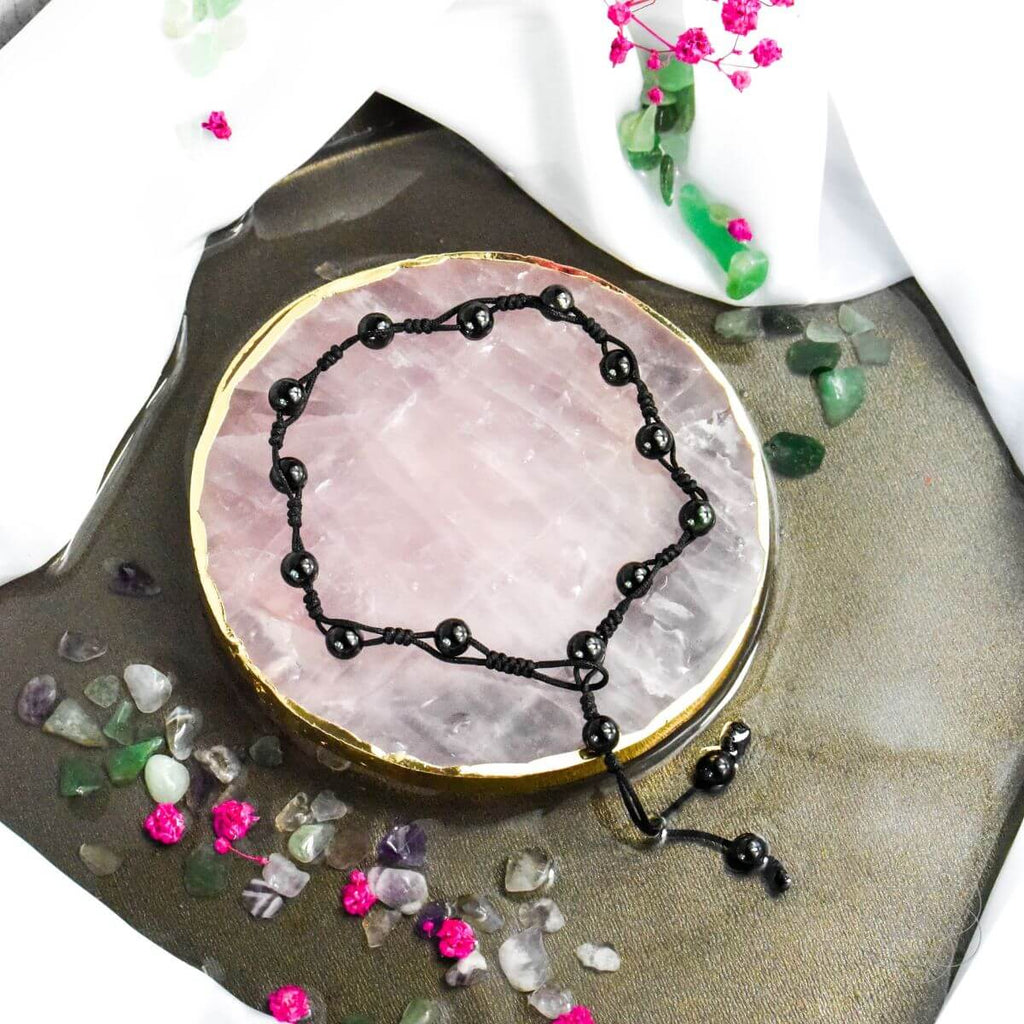 Starlit Obsidian Grounding Anklet For Inner Radiance