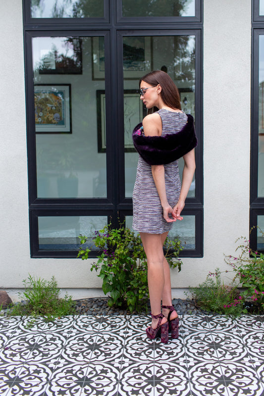 Plum Faux Fur Velvet Knot Stole