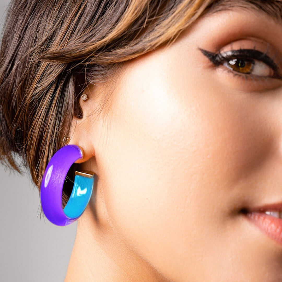 Small Illusion Inside Out Lucite Hoop Earrings See size chart under “more details”