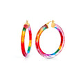 Rainbow Painted INSTYLE Lucite Hoop Earrings See size chart under “more details”