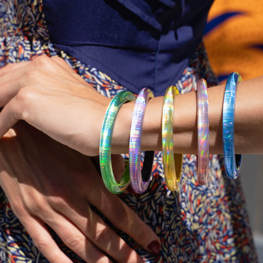 Rave Slip On Lucite Bangle See size chart under “more details”